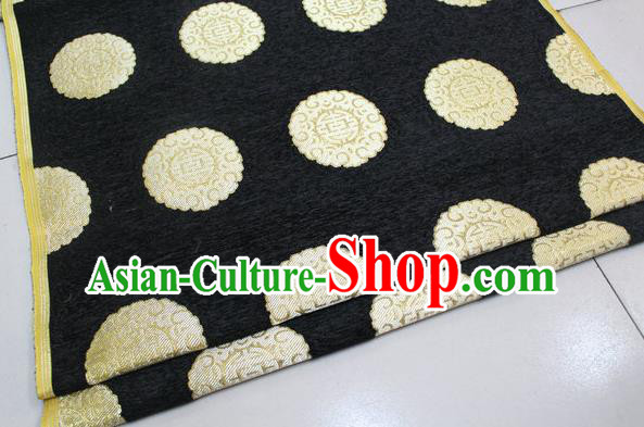 Chinese Traditional Ancient Costume Palace Pattern Black Brocade Mongolian Robe Satin Fabric Hanfu Material