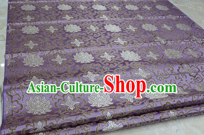 Chinese Traditional Ancient Costume Palace Pattern Mongolian Robe Lilac Brocade Tang Suit Satin Cheongsam Fabric Hanfu Material