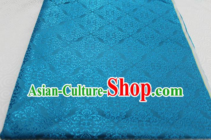 Chinese Traditional Ancient Costume Palace Pattern Cheongsam Blue Brocade Tang Suit Satin Cheongsam Fabric Hanfu Material