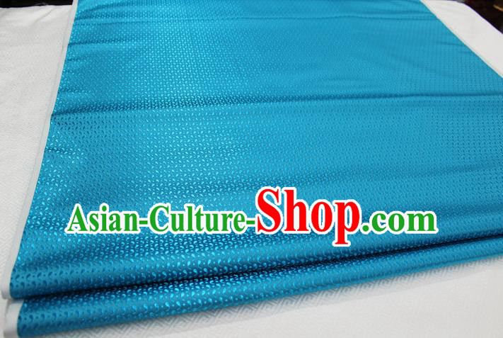 Chinese Traditional Ancient Costume Royal Palace Pattern Tang Suit Mongolian Robe Blue Brocade Satin Fabric Hanfu Material
