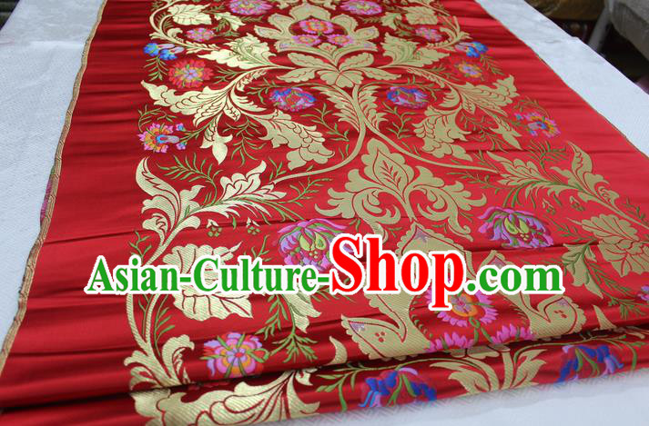 Chinese Traditional Ancient Costume Royal Palace Pattern Tang Suit Wedding Dress Red Brocade Cheongsam Satin Fabric Hanfu Material