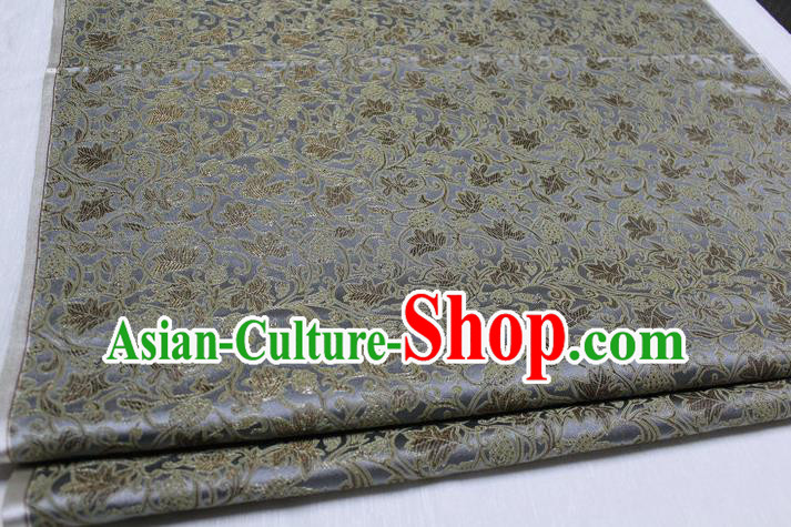 Chinese Traditional Ancient Costume Royal Palace Tang Suit Grey Brocade Mongolian Robe Satin Fabric Hanfu Material