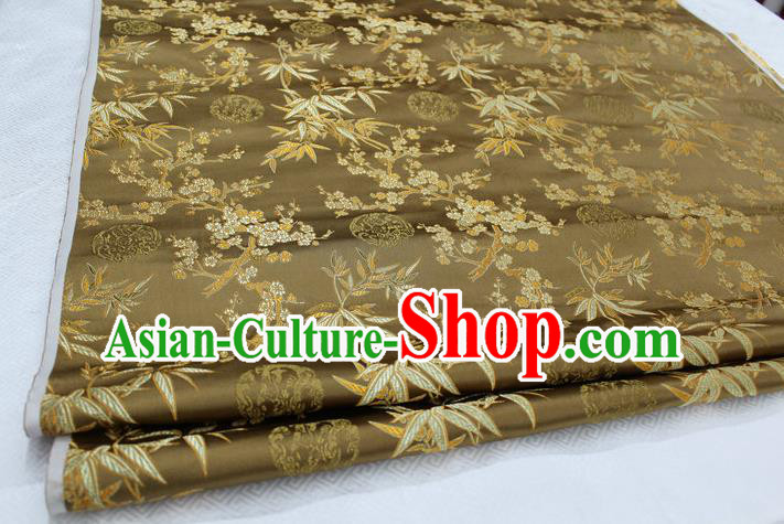 Chinese Traditional Ancient Costume Royal Palace Bamboo Pattern Tang Suit Bronze Brocade Cheongsam Satin Fabric Hanfu Material