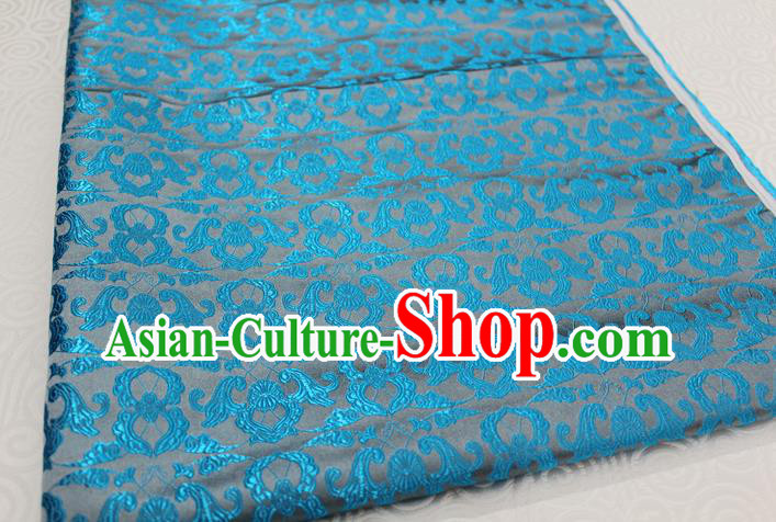 Chinese Traditional Clothing Palace Pattern Tang Suit Blue Brocade Ancient Costume Satin Fabric Hanfu Material