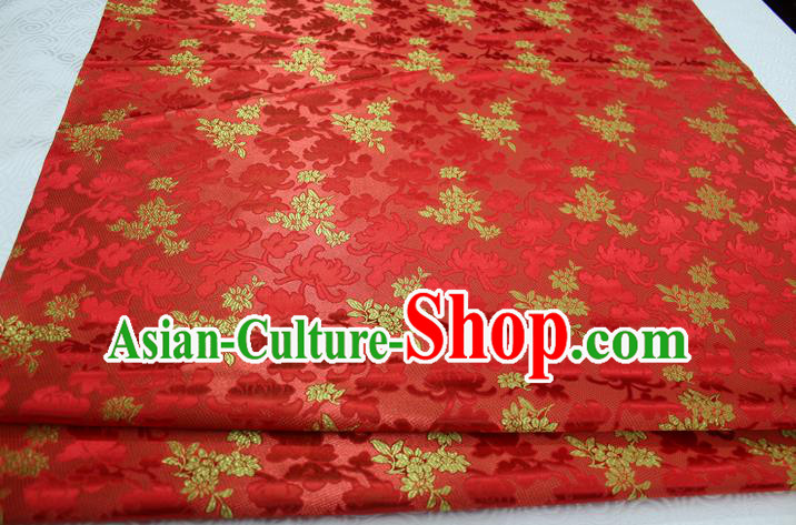 Chinese Traditional Wedding Clothing Palace Pattern Tang Suit Cheongsam Red Brocade Ancient Costume Satin Fabric Hanfu Material