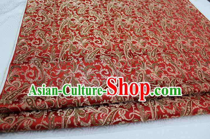 Chinese Traditional Ancient Costume Mongolian Robe Xiuhe Suit Red Brocade Palace Pattern Satin Fabric Hanfu Material