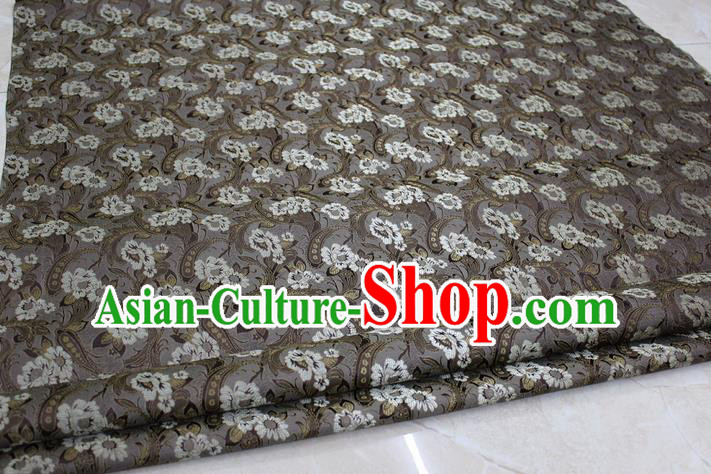 Chinese Traditional Wedding Cheongsam Ancient Costume Grey Brocade Palace Pattern Tang Suit Satin Fabric Hanfu Material