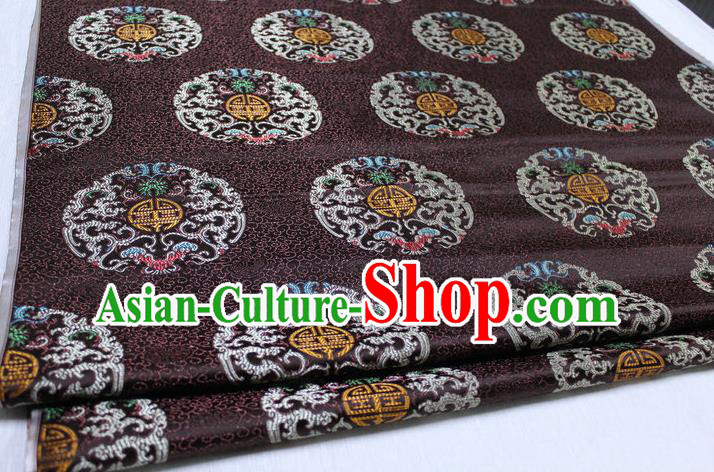 Chinese Traditional Clothing Palace Pattern Tang Suit Brown Brocade Ancient Costume Mongolian Robe Satin Fabric Hanfu Material