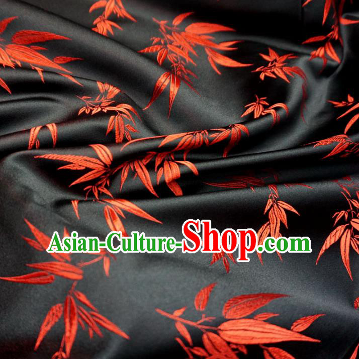 Chinese Traditional Royal Court Bamboo Pattern Black Brocade Ancient Costume Tang Suit Cheongsam Bourette Fabric Hanfu Material