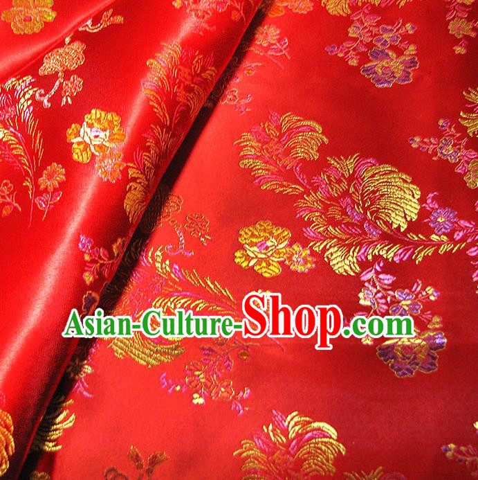 Chinese Traditional Royal Court Pattern Red Brocade Xiuhe Suit Fabric Ancient Costume Tang Suit Cheongsam Hanfu Material