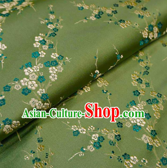 Chinese Traditional Royal Court Wintersweet Pattern Green Brocade Xiuhe Suit Fabric Ancient Costume Tang Suit Cheongsam Hanfu Material