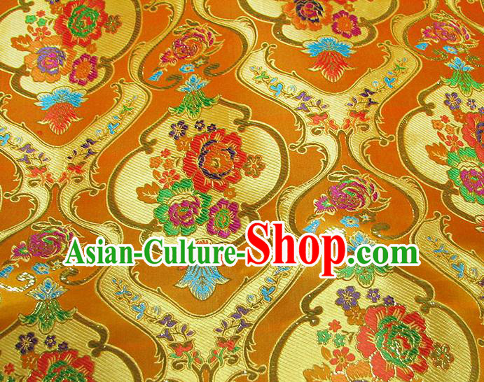 Chinese Traditional Royal Court Pattern Yellow Brocade Xiuhe Suit Fabric Ancient Costume Tang Suit Cheongsam Hanfu Material