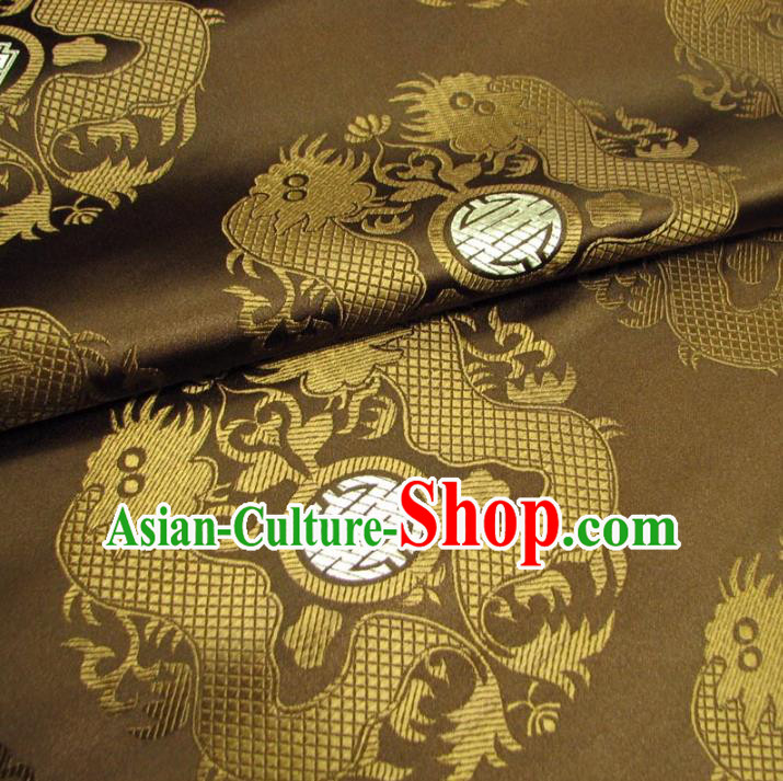Chinese Traditional Royal Court Dragons Pattern Brown Brocade Xiuhe Suit Fabric Ancient Costume Tang Suit Cheongsam Hanfu Material