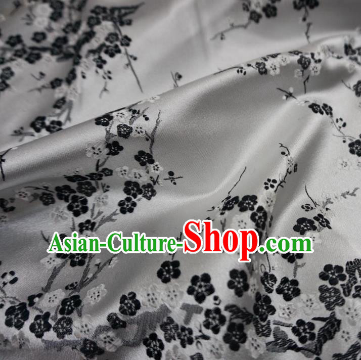 Chinese Traditional Royal Court Wintersweet Pattern White Brocade Xiuhe Suit Fabric Ancient Costume Tang Suit Cheongsam Hanfu Material