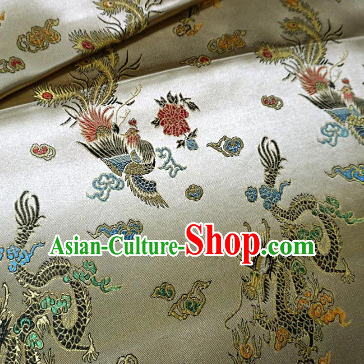 Chinese Traditional Royal Court Dragon Phoenix Pattern Yellow Brocade Xiuhe Suit Fabric Ancient Costume Tang Suit Cheongsam Hanfu Material