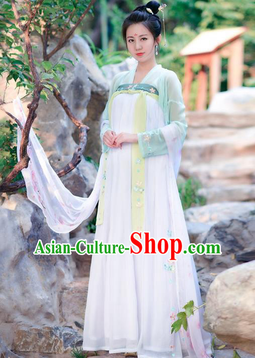 Traditional Chinese Tang Dynasty Palace Lady Imperial Concubine Hanfu Embroidered Costume for Women