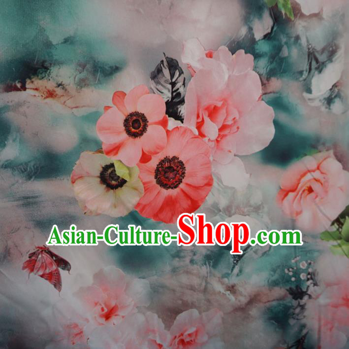 Chinese Traditional Ink Painting Green Brocade Xiuhe Suit Fabric Ancient Costume Tang Suit Cheongsam Hanfu Material