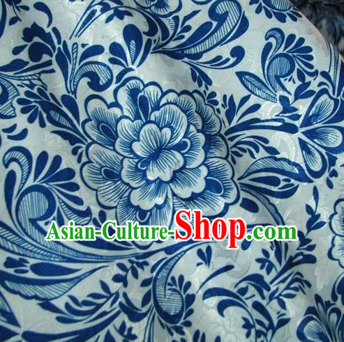 Chinese Traditional Royal Palace Pattern Design White Brocade Xiuhe Suit Fabric Ancient Costume Tang Suit Cheongsam Hanfu Material