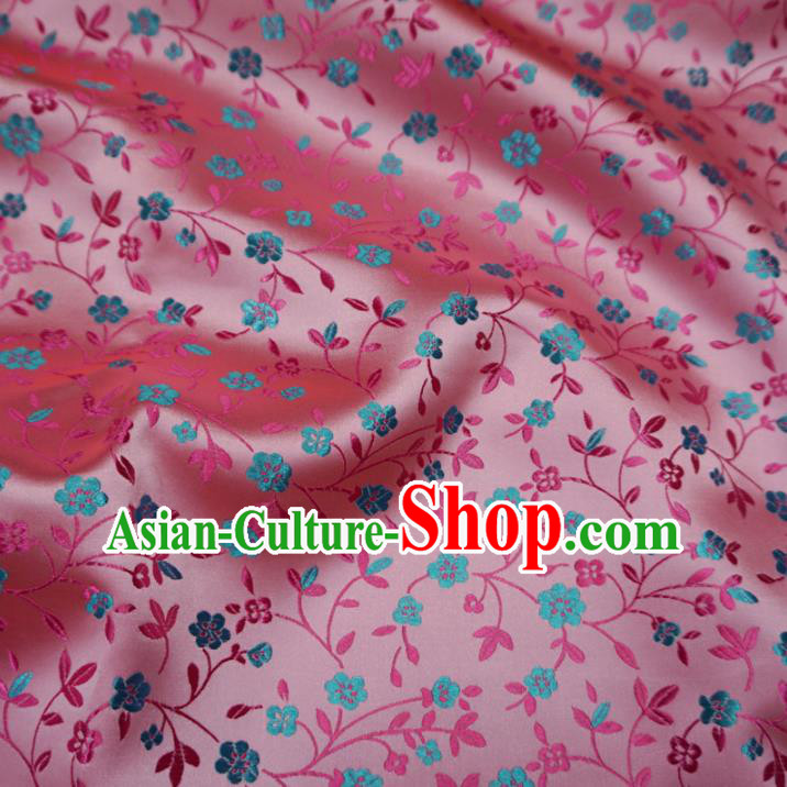 Chinese Traditional Royal Palace Wintersweet Pattern Design Pink Brocade Fabric Ancient Costume Tang Suit Cheongsam Hanfu Material