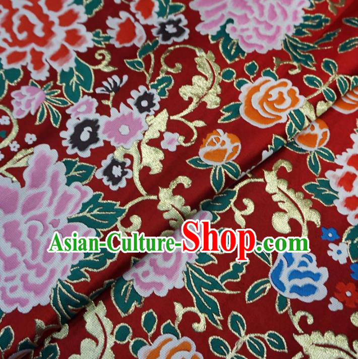 Chinese Traditional Royal Palace Peony Pattern Design Red Brocade Xiuhe Suit Fabric Ancient Costume Tang Suit Cheongsam Hanfu Material