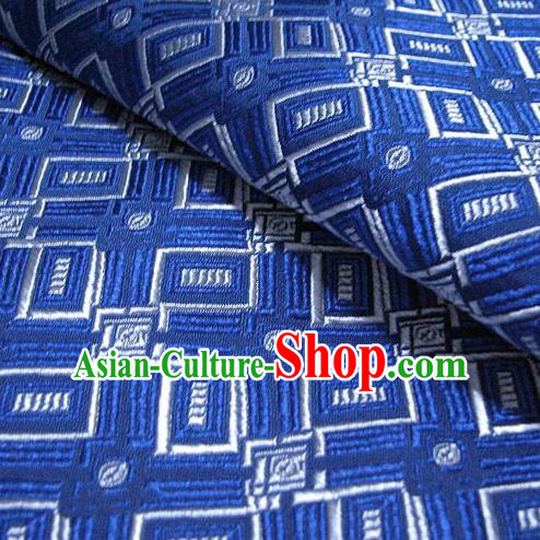 Chinese Traditional Royal Palace Pattern Design Blue Brocade Fabric Ancient Costume Tang Suit Cheongsam Hanfu Material