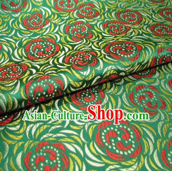 Chinese Traditional Palace Pattern Design Hanfu Green Brocade Fabric Ancient Costume Tang Suit Cheongsam Material