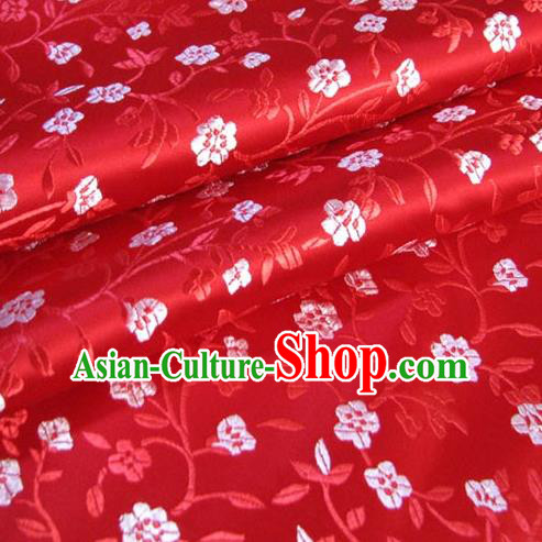 Chinese Traditional Palace Plum Blossom Pattern Design Hanfu Red Brocade Fabric Ancient Costume Tang Suit Cheongsam Material