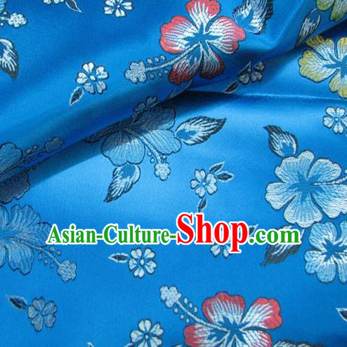 Chinese Traditional Palace Pattern Design Hanfu Blue Brocade Fabric Ancient Costume Tang Suit Cheongsam Material