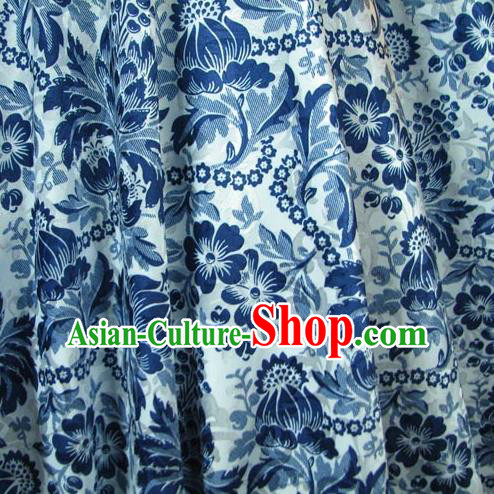 Chinese Traditional Palace Rich Pattern Design Hanfu White Brocade Fabric Ancient Costume Tang Suit Cheongsam Material