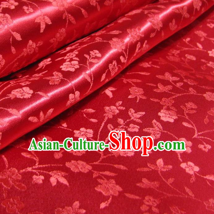 Chinese Traditional Palace Wintersweet Pattern Design Hanfu Red Brocade Fabric Ancient Costume Tang Suit Cheongsam Material