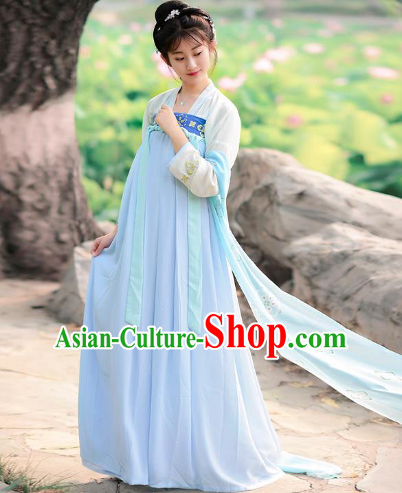 Traditional Chinese Tang Dynasty Imperial Concubine Palace Lady Hanfu Embroidered Costume for Women