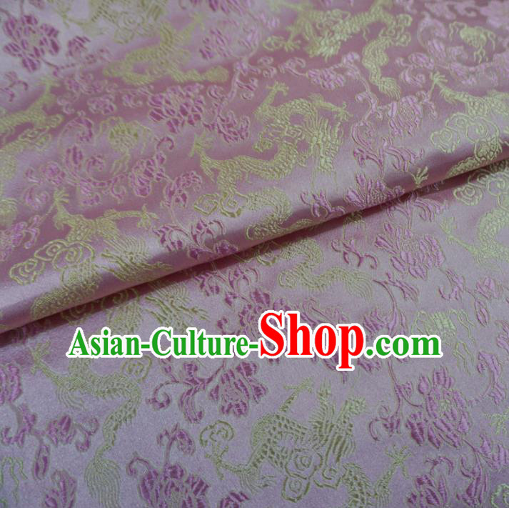 Chinese Traditional Palace Dragons Pattern Hanfu Pink Brocade Fabric Ancient Costume Tang Suit Cheongsam Material