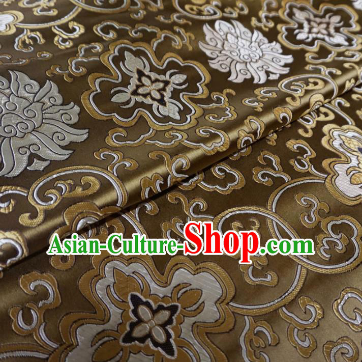 Chinese Traditional Palace Pattern Hanfu Brown Brocade Fabric Ancient Costume Tang Suit Cheongsam Material