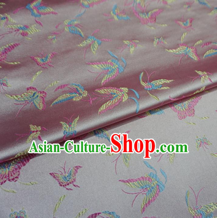Chinese Traditional Palace Butterfly Pattern Hanfu Pink Brocade Fabric Ancient Costume Tang Suit Cheongsam Material