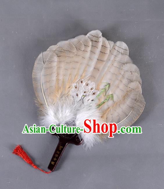 Traditional Chinese Crafts Folding Fan China Brown Eagle Feather Fan Oriental Fan Zhuge Liang Fans