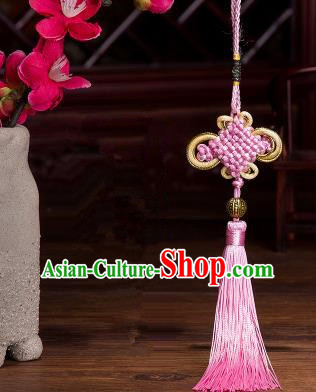 Traditional Chinese Fans Accessories Pendant Pink Tassel Chinese Knots Fans Pendant