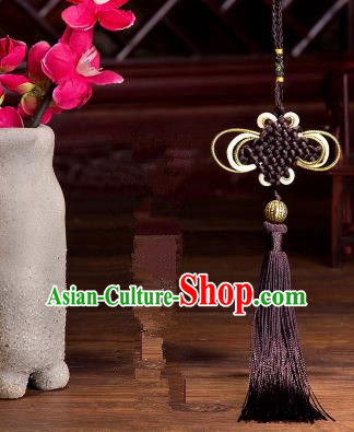Traditional Chinese Fans Accessories Pendant Brown Tassel Chinese Knots Fans Pendant