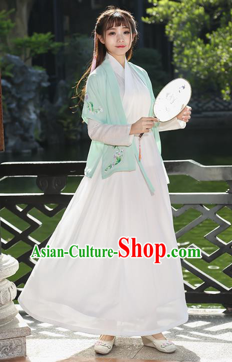 Traditional Chinese Ancient Song Dynasty Young Lady Hanfu Embroidered Costume for Women