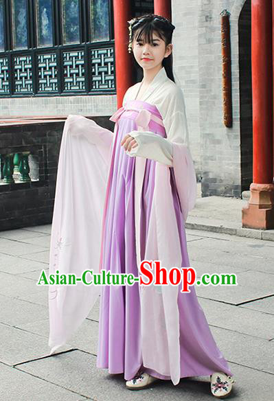Traditional Chinese Ancient Tang Dynasty Princess Palace Lady Hanfu Embroidered Costume for Women