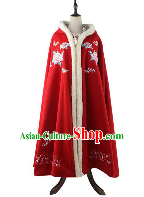 Traditional Chinese Ancient Ming Dynasty Princess Palace Lady Hanfu Costume Embroidered Cloak for Women