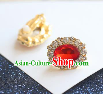 Chinese Traditional Bride Jewelry Accessories Eardrop Princess Wedding Red Crystal Earrings for Women