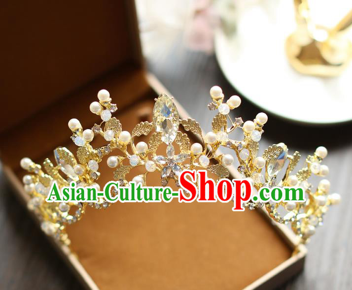 Chinese Traditional Bride Hair Jewelry Accessories Baroque Wedding Crystal Royal Crown for Women