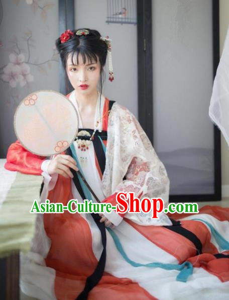 Traditional Chinese Tang Dynasty Imperial Concubine Dress Clothing Ancient Princess Hanfu Embroidered Costume for Women