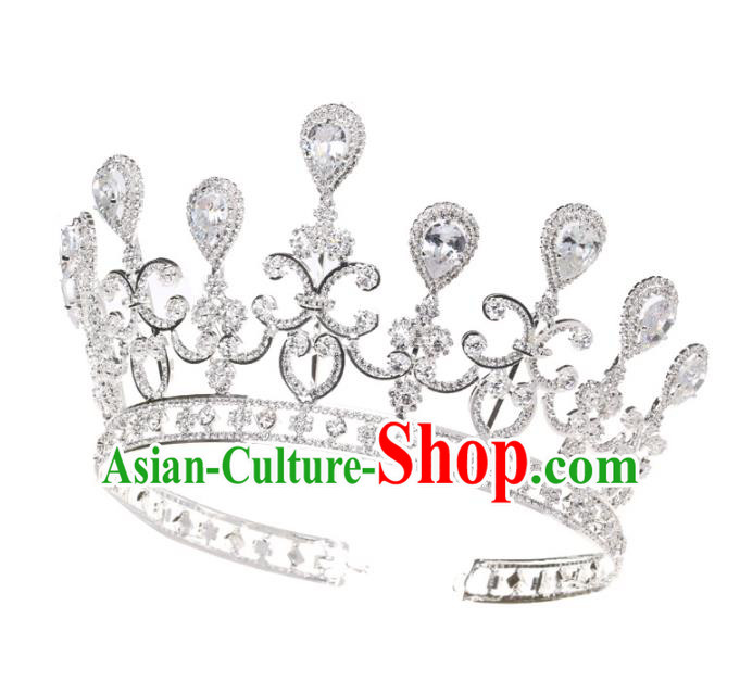 Chinese Traditional Hair Accessories Baroque Hair Clasp Wedding Bride Crystal Royal Crown for Women