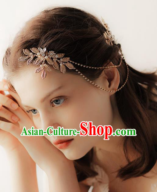 Chinese Traditional Bride Hair Jewelry Accessories Wedding Baroque Golden Hair Comb for Women