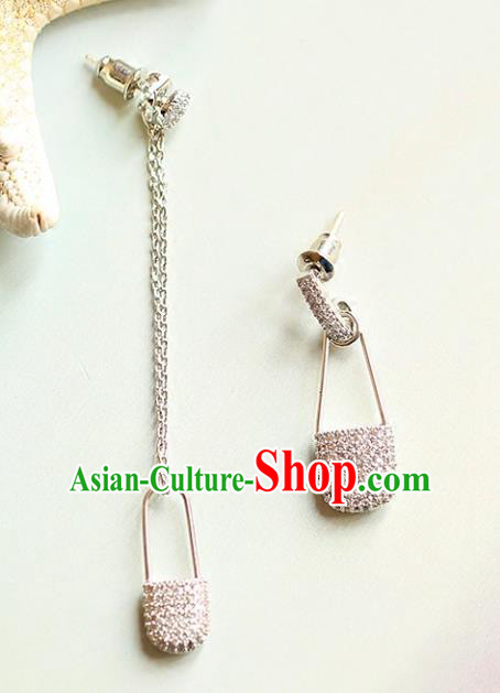 Chinese Traditional Bride Jewelry Accessories Crystal Lock Earrings Wedding Eardrop for Women