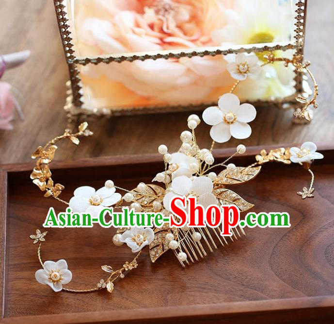Chinese Traditional Bride Hair Accessories Baroque Princess Wedding Flowers Hair Comb for Women