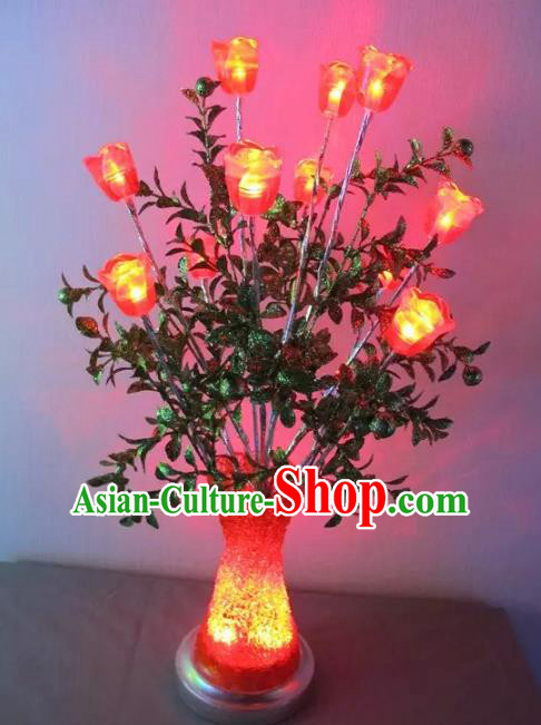 Chinese Traditional Electric LED Rose Lantern Desk Lamp Home Decoration Lights