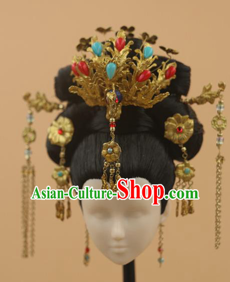Chinese Traditional Silk Figurine Doll Hair Accessories Hairpins Headwear Queen Phoenix Coronet