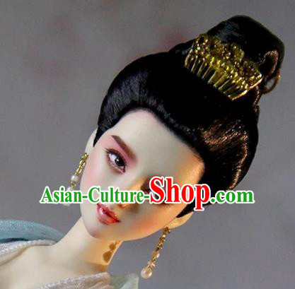 Chinese Traditional Silk Figurine Doll Hair Accessories Hairpins Tang Dynasty Princess Hair Comb Headwear